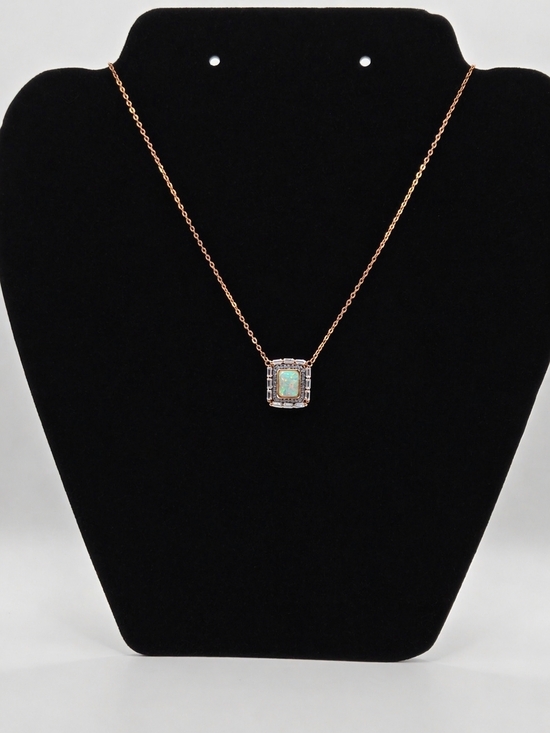 Jewelry - Rose Gold Opal Halo Pendant Necklace - Women's Jewelry